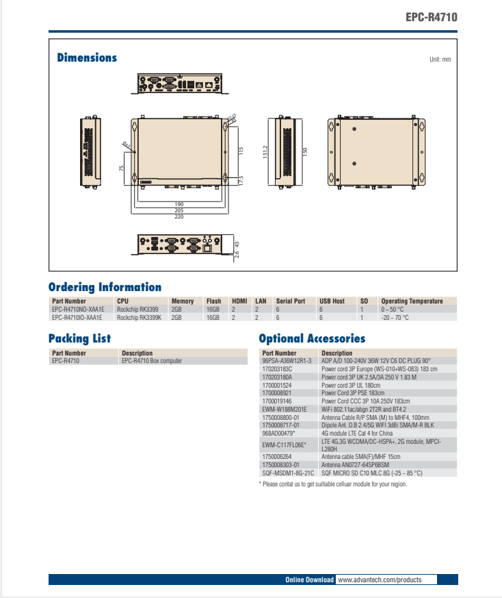 研華EPC-R4710 Rockchip RK3399 嵌入式工控機，