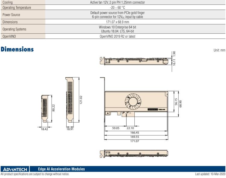 研華VEGA-340 基于Intel Movidius? Myriad? X VPU，PCIe x4 Edge AI 模塊，VPU*4 or VPU*8