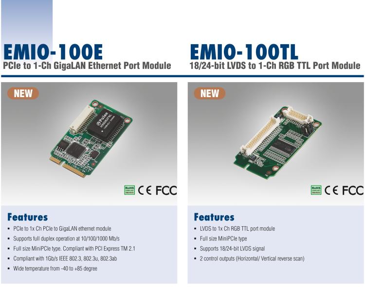 研華EMIO-100E GigaLAN 以太網(wǎng)模塊、1-Ch、PCIe I/F