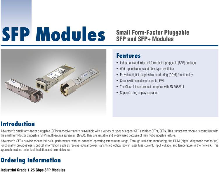 研華SFP-GMM-550 IE-SFP/1250-ED，多模850-LC 220/550m（也被稱為BB-808-38201）