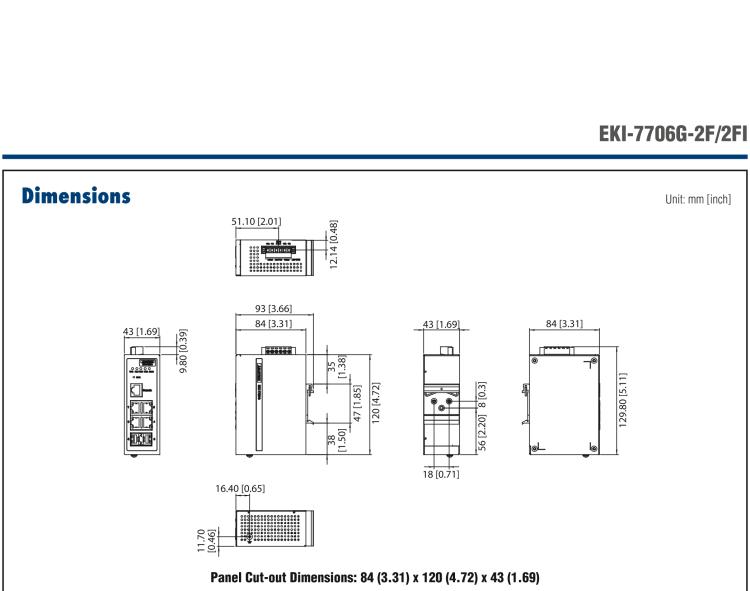 研華EKI-7706G-2FI 4GE+2G SFP網(wǎng)管型工業(yè)以太網(wǎng)交換機(jī)，-40～75℃