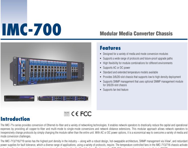 研華IMC-719-2AC 智能模塊化20插槽光電轉(zhuǎn)換器專用機箱，2交流電源，不帶電源線