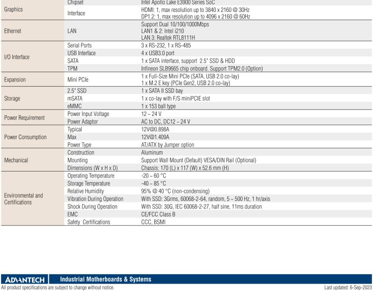 研華EPC-U2217 Intel Atom第六代Apollo Lake無風扇嵌入式工控機，3LAN，板載eMMC，CANBUS