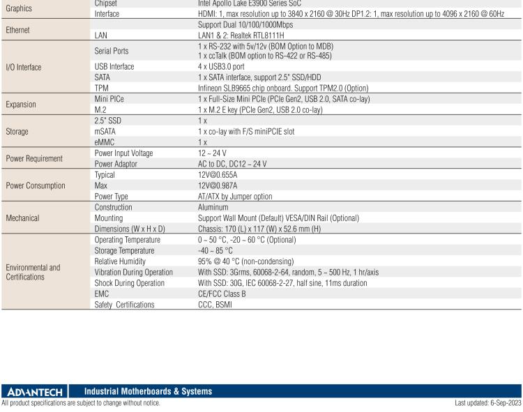 研華EPC-U2117 Intel Atom第六代Apollo Lake無風扇嵌入式工控機，板載eMMC，CANBUS