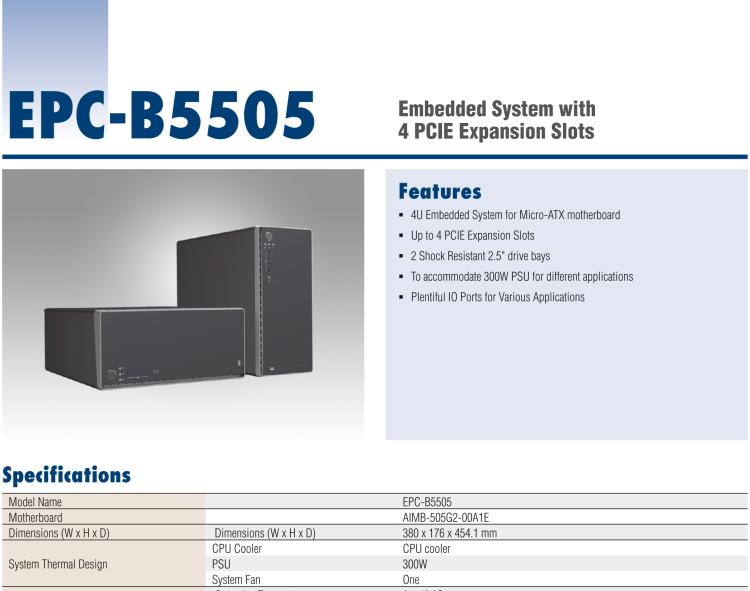 研華EPC-B5505 適配Intel? 第6/7代 Core ? i/Xeon E3系列處理器，搭載H110芯片組。標(biāo)準(zhǔn)4U上架，廣泛適用于各種行業(yè)。