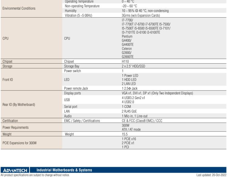 研華EPC-B5505 適配Intel? 第6/7代 Core ? i/Xeon E3系列處理器，搭載H110芯片組。標(biāo)準(zhǔn)4U上架，廣泛適用于各種行業(yè)。