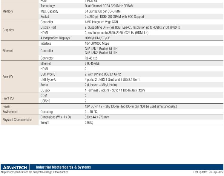 研華EPC-T3229 適配AMD V2748 處理器。擁有1個(gè)全高PCIe擴(kuò)展位，1U高度，支持上架。適用于邊緣AI等行業(yè)。