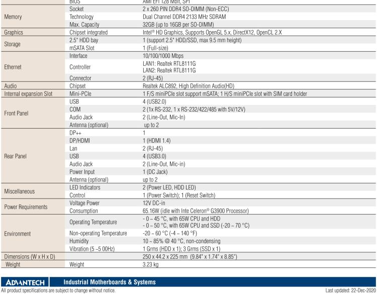 研華EPC-T2285 適配Intel? 第6/7代 Core? i 系列處理器，搭載H110芯片組。1U超薄高度，性能強(qiáng)勁。