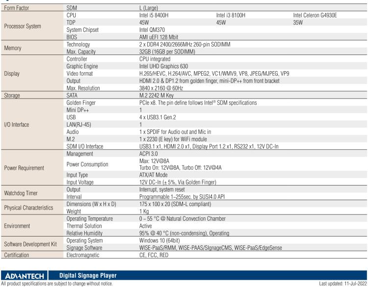 研華DS-200 Intel ? 第八代 Core? i3/i5 SDM，支持4K三顯的數(shù)字標(biāo)牌播放器
