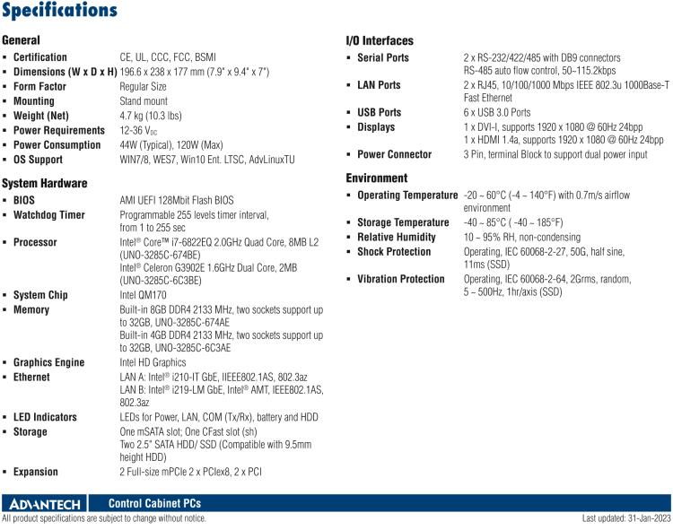 研華UNO-3285C 搭配Intel? Core?處理器，4×PCI(e) 擴(kuò)展槽，2 x GbE, 2 x mPCIe, HDMI, DVI-I