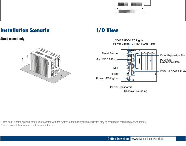 研華UNO-3285C 搭配Intel? Core?處理器，4×PCI(e) 擴(kuò)展槽，2 x GbE, 2 x mPCIe, HDMI, DVI-I