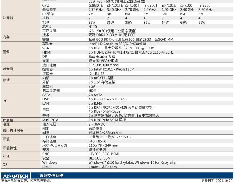 研華ITA-3650 Intel?第六/七代桌面級處理器 車載AI計(jì)算單元