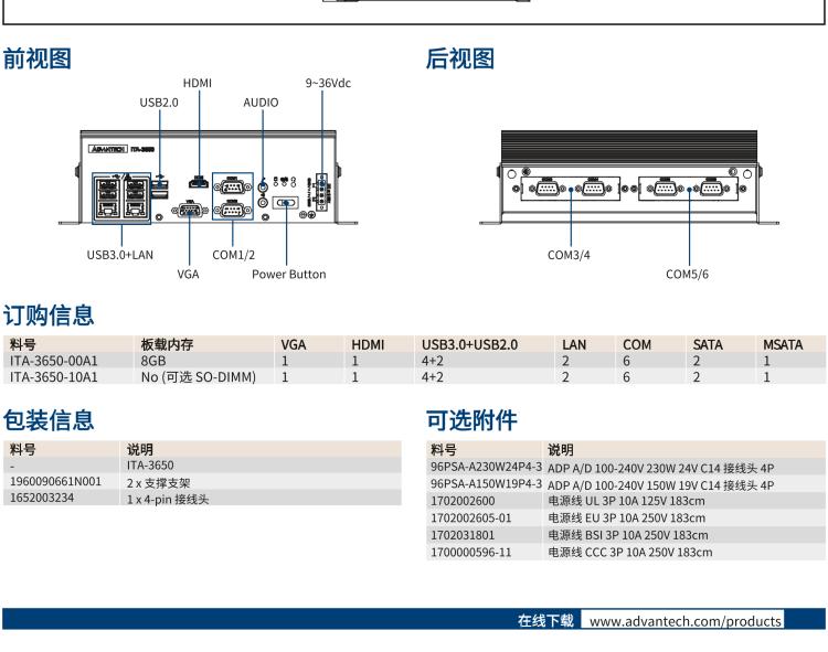 研華ITA-3650 Intel?第六/七代桌面級處理器 車載AI計(jì)算單元