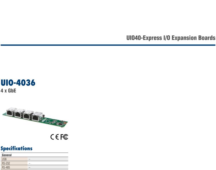 研華UIO-4036 UIO40-Express I/O 擴(kuò)展卡，支持 4 port GbE Ethernet Hub