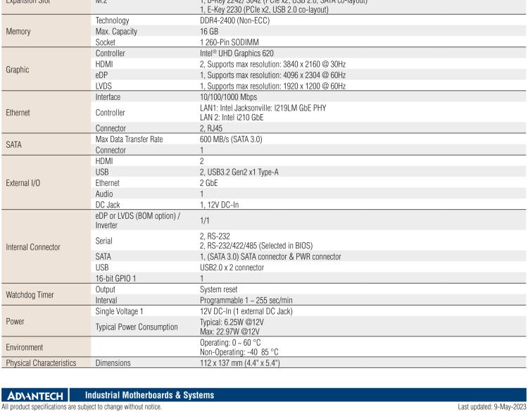 研華AIMB-U233 板載Intel 第8代 U系列 Core i3/i5/i7 處理器。低功耗高性能，無(wú)風(fēng)扇設(shè)計(jì)。