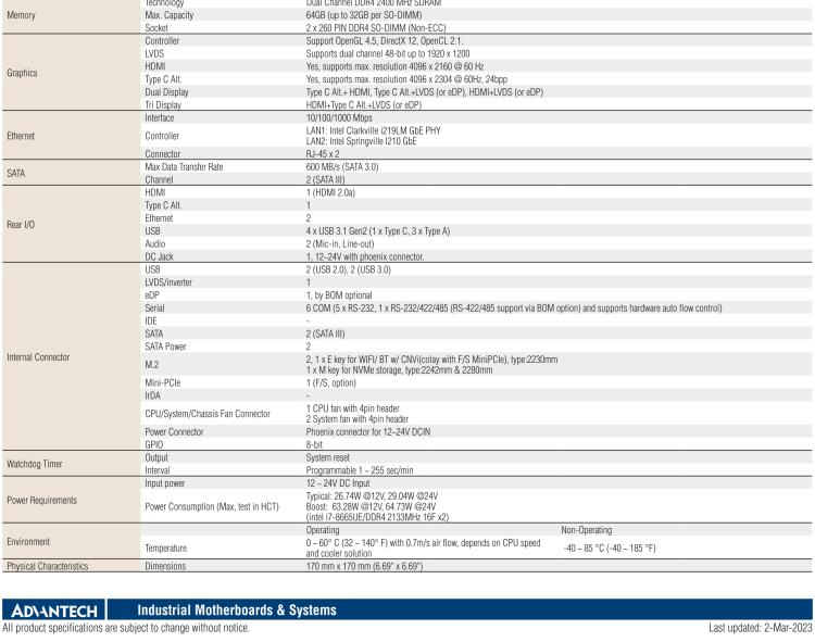 研華AIMB-233 板載Intel? 第8代 Core i 處理器。擁有Type C接口，滿足各類擴展需求。低功耗，超薄緊湊，無風(fēng)扇設(shè)計，支持寬溫寬壓，性能強勁。