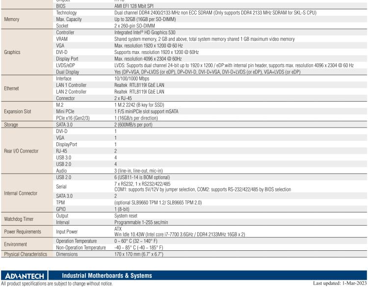 研華AIMB-205 適配Intel? 第6/7代 Core? i 處理器，搭載H110芯片組。高性?xún)r(jià)比，擁有豐富的擴(kuò)展接口，穩(wěn)定可靠。