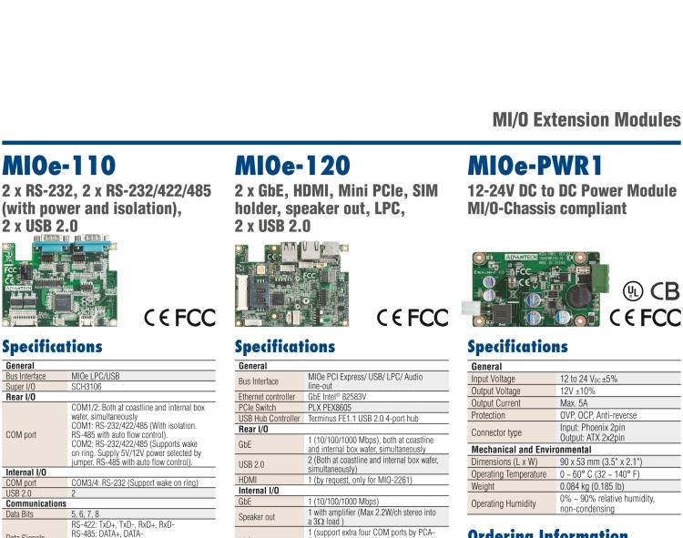 研華MIOe-230 48-bit LVDS或DisplayPort, 2 x USB 2.0，兼容3.5寸MIO單板