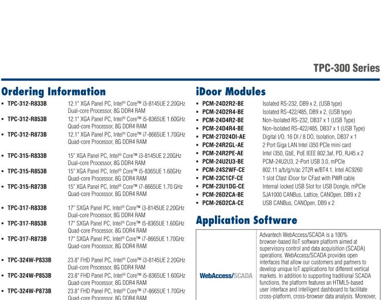 研華TPC-317 17" SXGA TFT LED LCD工業(yè)平板電腦，搭載第八代Intel?Core?i3/ i5/ i7處理器，內(nèi)置8G DDR4 RAM