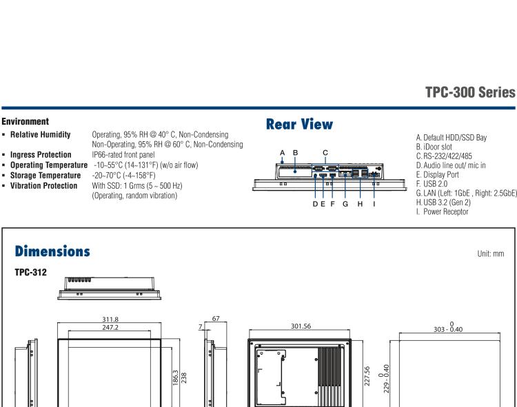 研華TPC-315 15英寸XGA TFT LED LCD觸摸屏電腦，搭載第八代Intel?Core? i3/ i5/ i7處理器，內(nèi)置8G DDR4 RAM