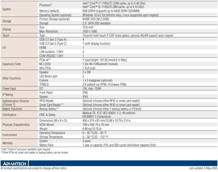 研華POC-615 適合各種醫(yī)療應用的高性能醫(yī)療一體機