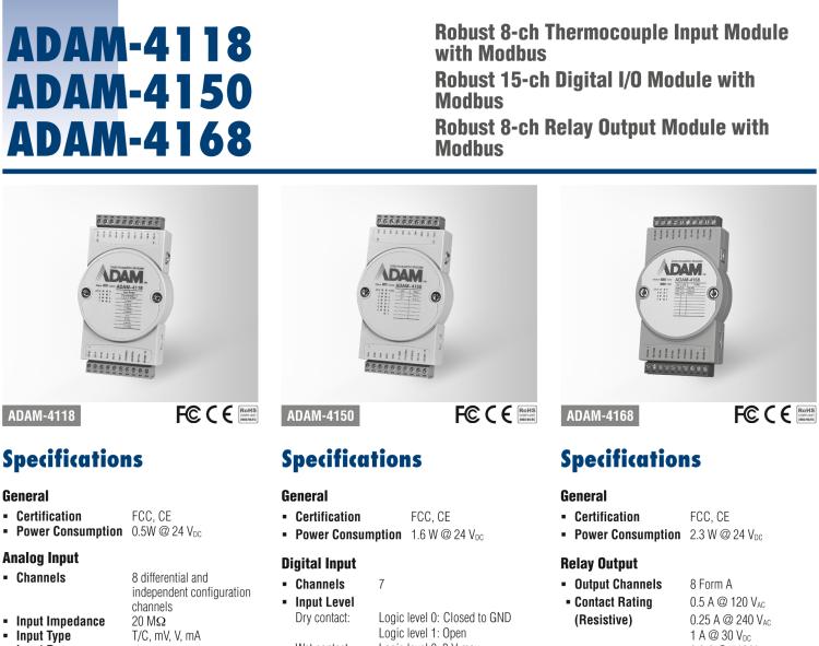 研華ADAM-4118 堅(jiān)固型8路熱電偶輸入模塊，帶Modbus