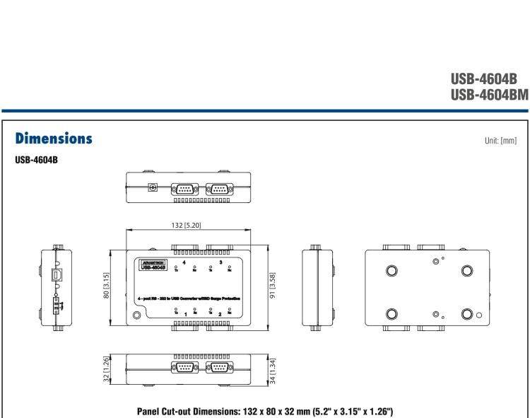 研華USB-4604B USB轉(zhuǎn)4端口RS-232轉(zhuǎn)換器，帶浪涌保護(hù)