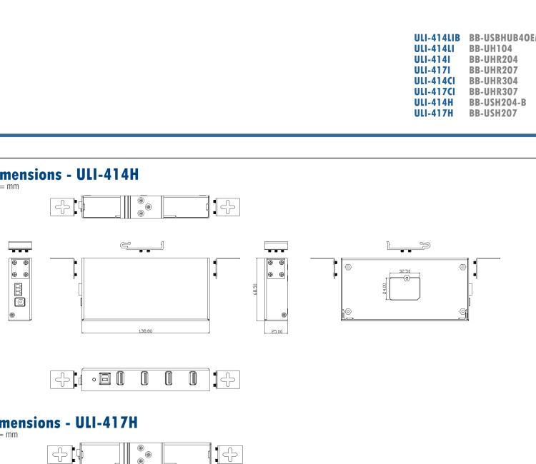 研華BB-USBHUB4OEM ULI-414LIB-工業(yè)USB 2.0集線器，4端口，高穩(wěn)固力連接器