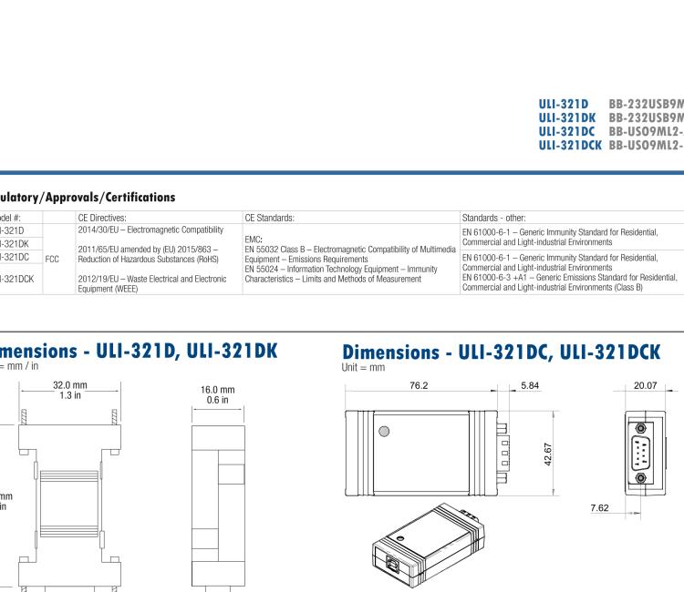 研華BB-232USB9M-LS ULI-321DK USB 2.0到RS-232轉(zhuǎn)換器，DB9公頭 端口號鎖定